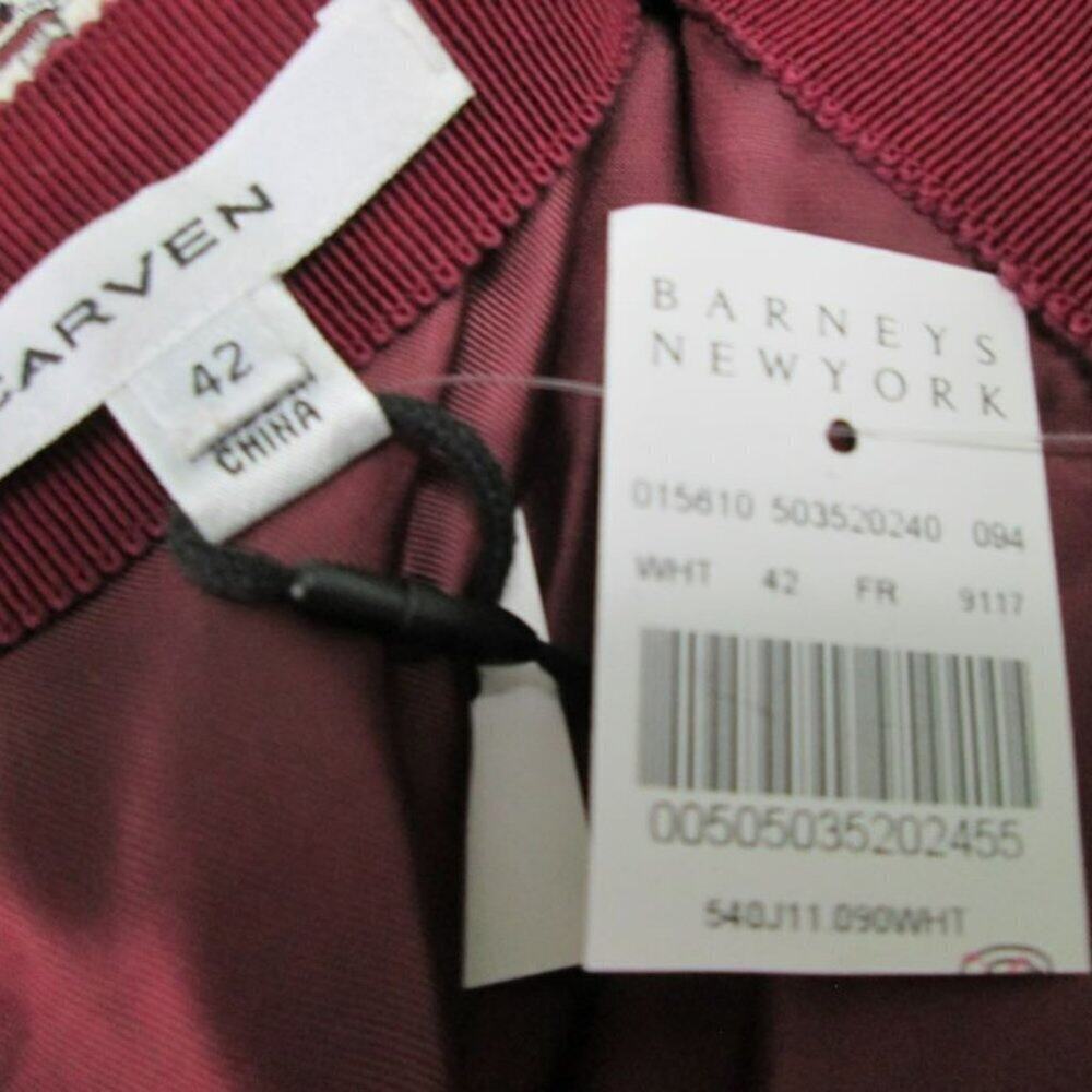 CARVEN Lace Pattern Knee-Length Skirt -L/10-White/Burgandy NWT - Picture 7 of 15